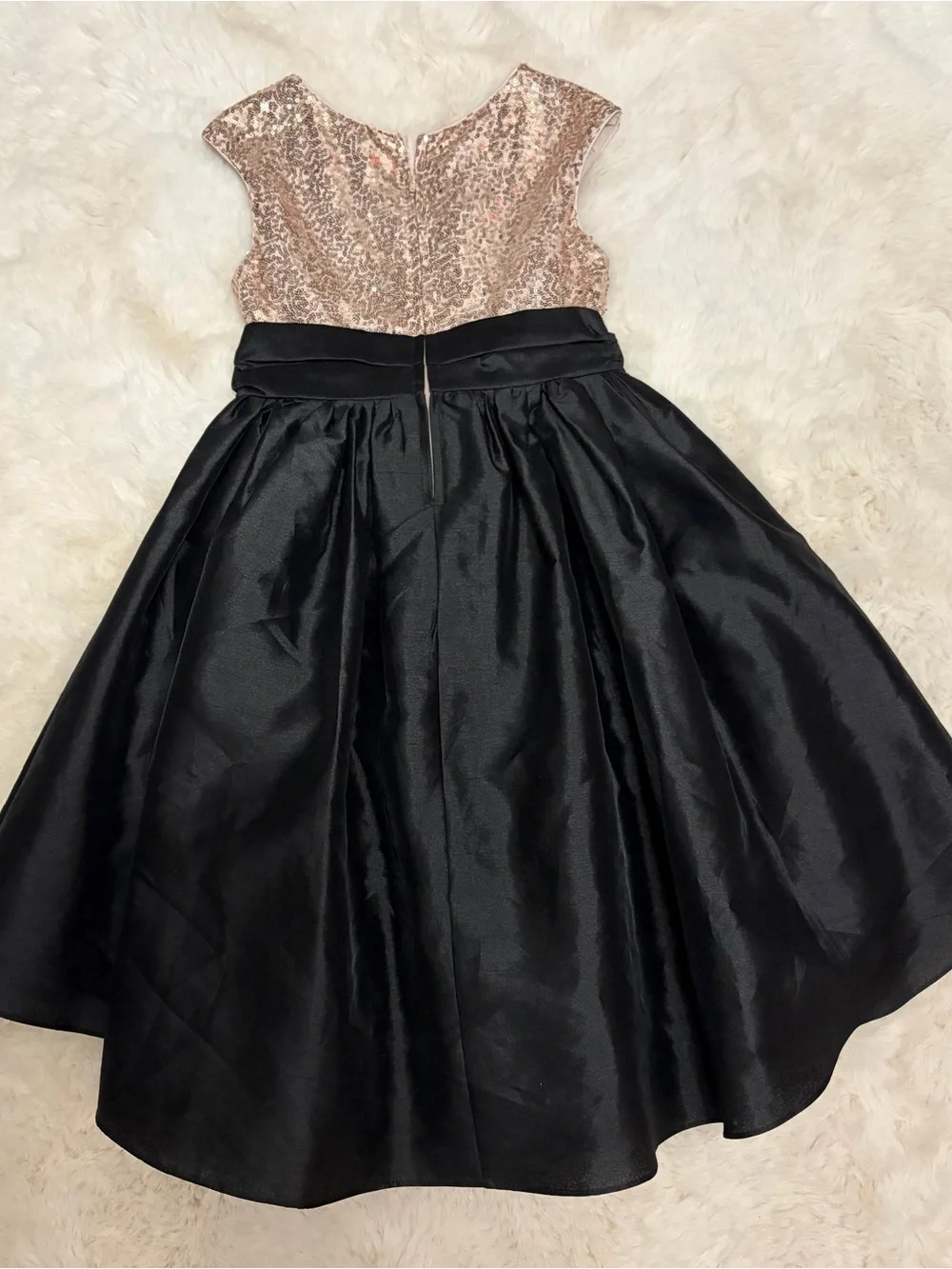 Pippa & Julie Gold Sequin Bodice with Black High-Low Skirt Dress